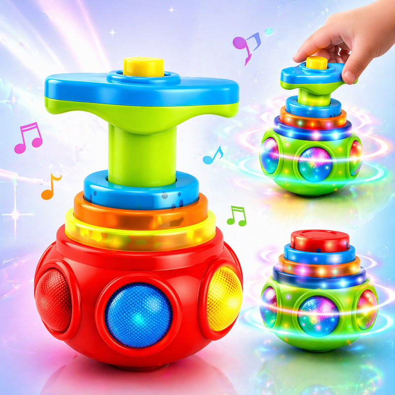 WORLD OF TINY Baby Light & Sound Spinning Top Toy for Toddlers(Multicolor)