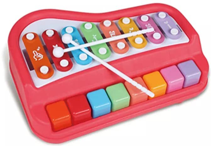 KHYALI BIG 2 in 1 Musical Piano and Xylophone Toy with 8 Colorful Keys & 2 Mallets93(Multicolor)