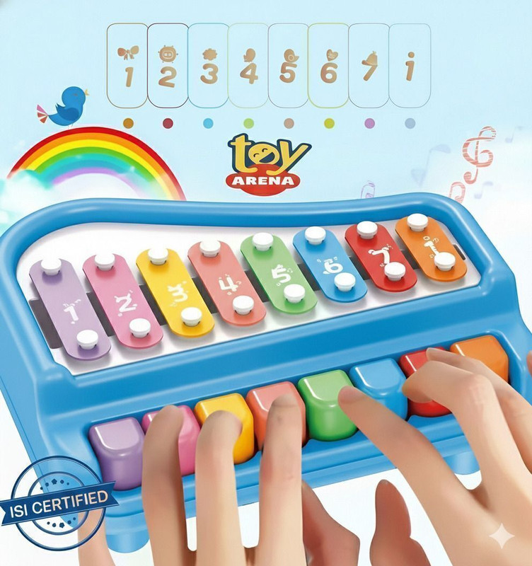 Toy Arena 8 Keys Xylophone Piano with 6 pcs of Scores and Sticks for Rhythm Lovers kids above 2 years old(Multicolor)