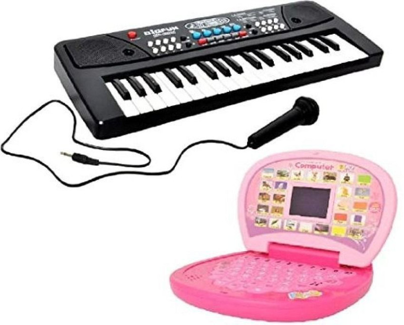 Goshoppe Enter Combo 37 Key Piano Keyboard Toy with Learning English Screen Laptop(Multicolor)