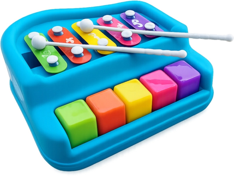 lera Xylophone Toy for Kids Colorfull Keys and Drum Sticks Musical Instrument Toy(Blue)