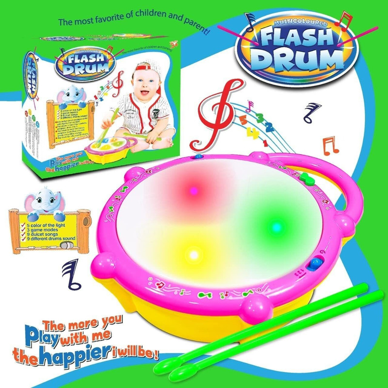 Skyler Collection Musical Drum for Kids (Yellow, Pink)(Pink)