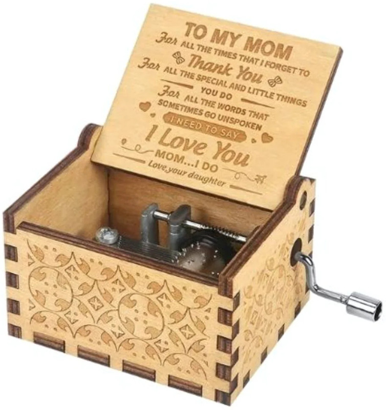 AweStuffs To My Mom Music Gift Box Hand Crank Music Box - Vintage Music Box Birthday Gift(Brown)