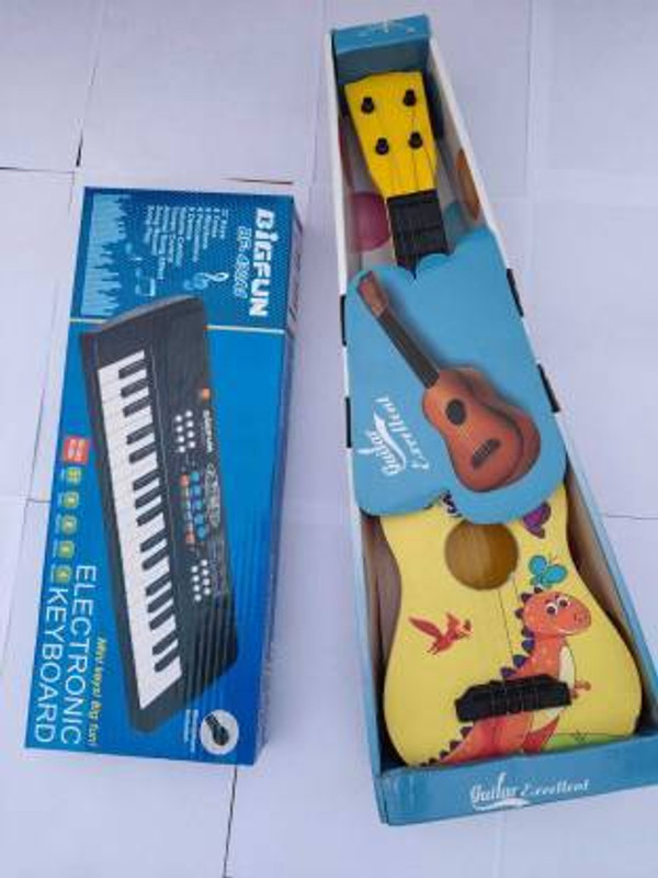IJAYTOYS Combo BIGFUN 37 Key Piano & Printed Guitar Toy for Kids 4-String (Multicolor)(Multicolor)