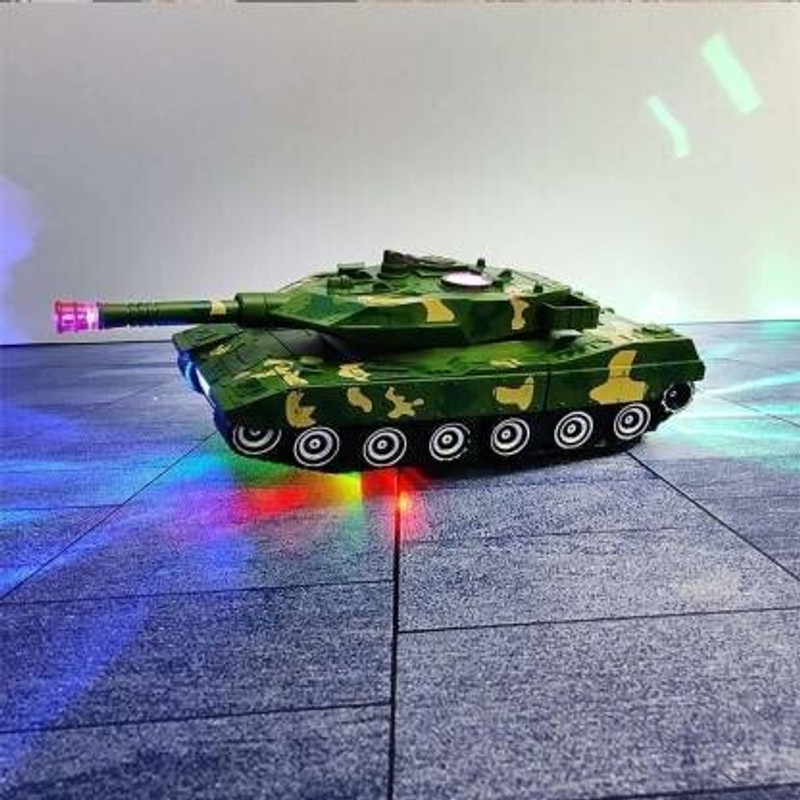 mega shine Indian Military Tanker With Push & Go Toys With Realistic Sound, lights Just Press The Buttons | 360 Degree Rotation Fort | Realistic War Field Sound,Light,Music | Best Gift For Kids | Unbreakable Toys [Big Size Toys] (Green, Pack of: 1)(Green)