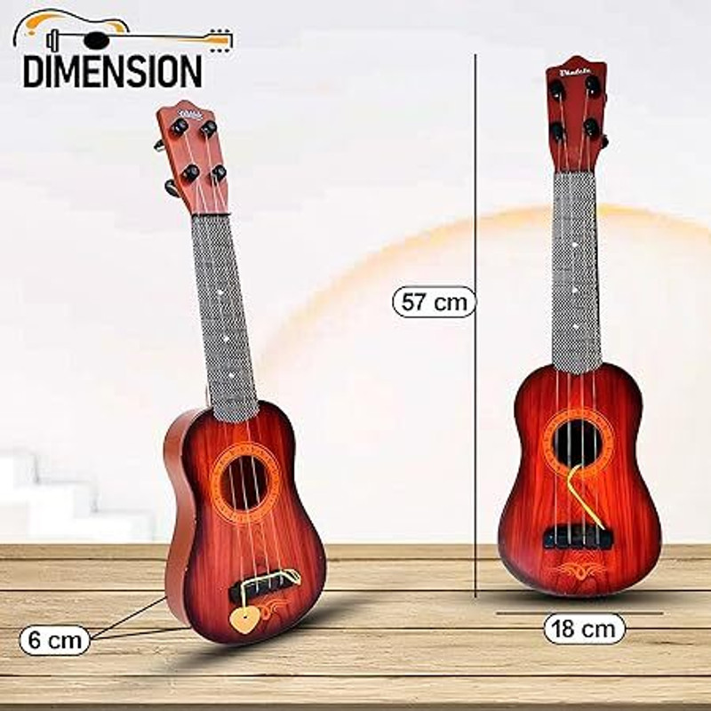 CrazyBuy 4-String Acoustic Music Learning Educational Guitar Toy for Beginners Kids(Brown)