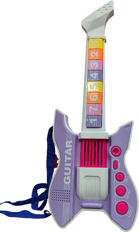 Bravia Guitar for Kids with Music, Light & Sensor Strings, Dual Sound, Musical Guitar(Pink, White)