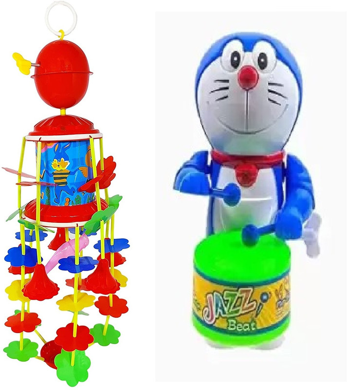M S.Toys DORE Rattle Musical Merry Go Round Toy (Jhoomer) Soothing Sound with Drumer Toys Rattle(Multicolor)