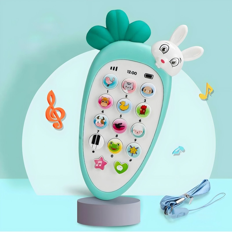 joymax Rabbit Musical Phone Toy for Kids | Light & Sound Learning Toy | Educational Toy(Green)