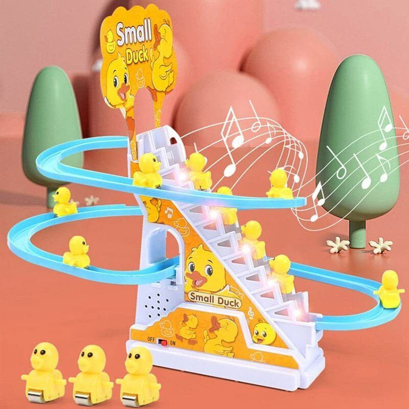 AESGOP mall Ducks Stair Climbing Toys for Kids, Escalator Toy with Lights and Music(Yellow)