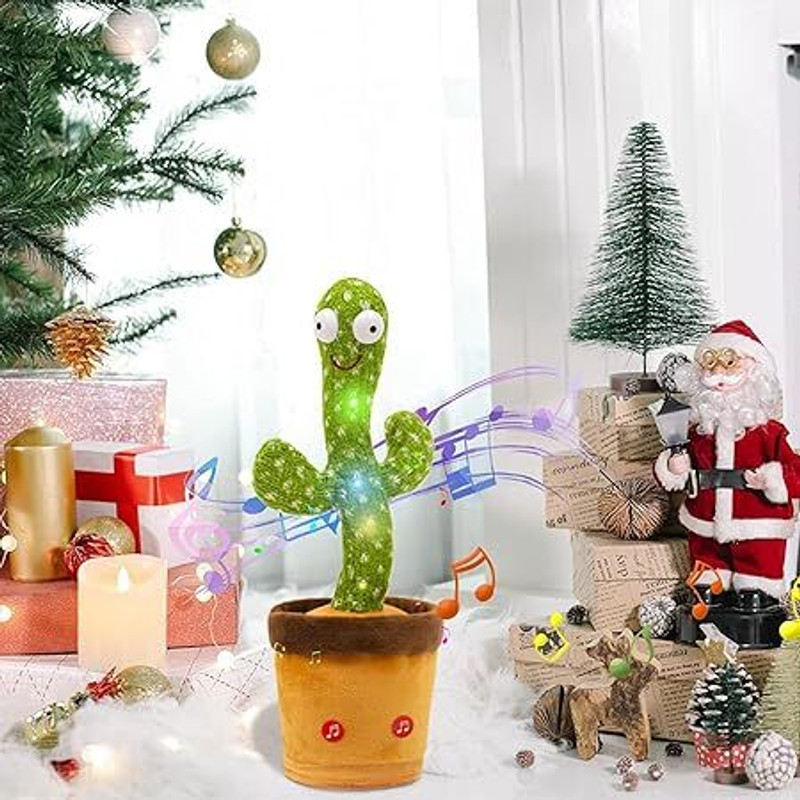 KRITAM Talking Singing Toy Decoration Dancing Cactus Plush Toys(Green, Orange)
