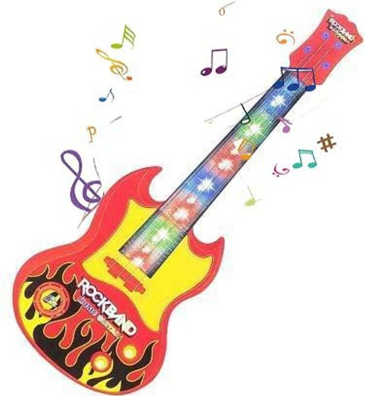 ASenterprises Musical Instrument Guitar Battery Operatd Rock Band Toy with Light and MusicKids(Multicolor)