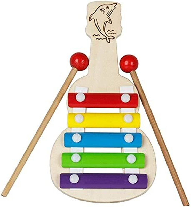 Smartcraft Xylophone Guitar Wooden Toy (5 Nodes)(Multicolor)