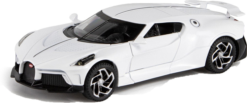 Joy Junction 1:32 Scale Bugati Diecast Pull Back Toy car with Openable Doors, Light & Sound(White)
