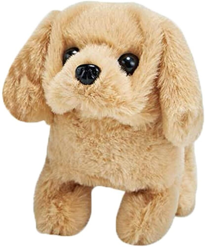 Troliver Walking Barking Plush Toy Dog with Red Collar(Brown)