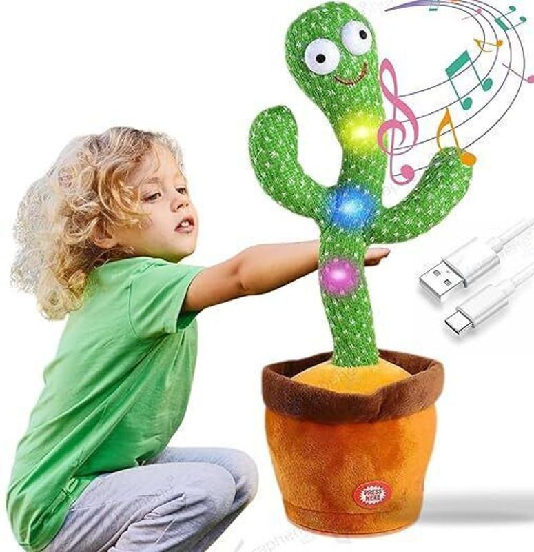 Bilbari Talking Cactus Toys for Kids Dancing,Sing Wriggle,Record & Repeat What You Say(Green, Brown)