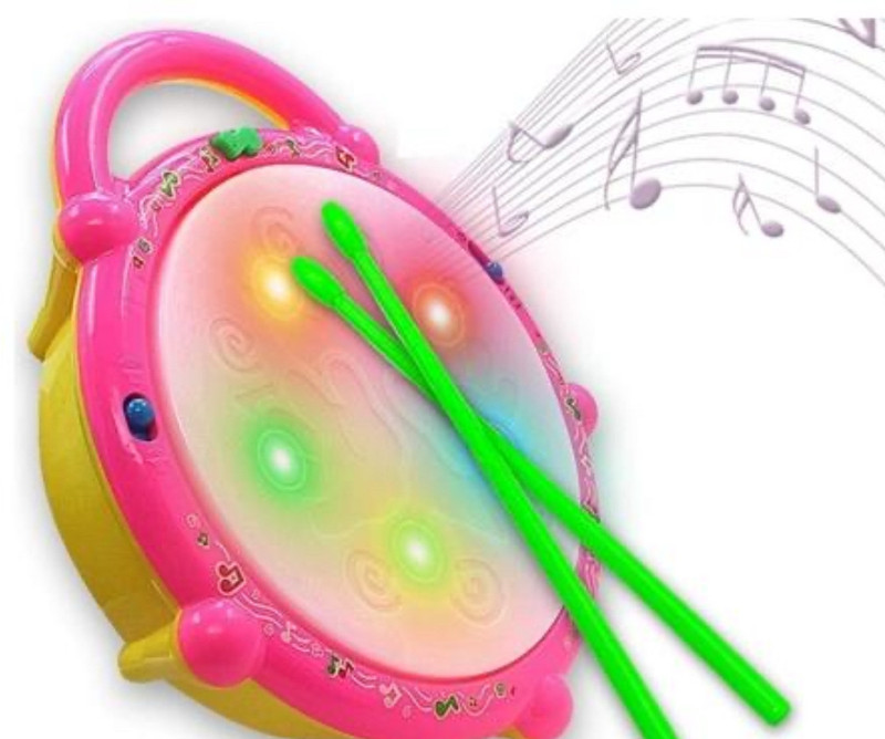 Jerry Toys Muiscal Flash Drum with 3D Lights- For Kids(Pink)