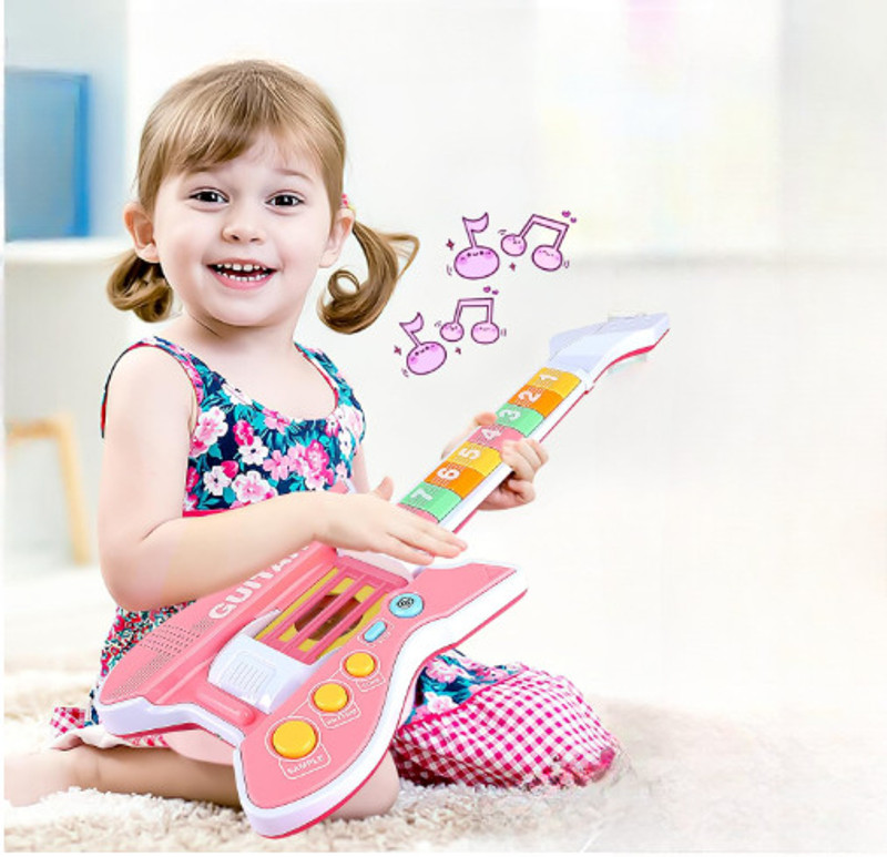 Intelligent Toys Kids Electronic Guitar with Headphones(Pink)