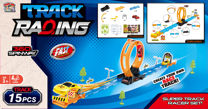 Joy Junction Track Set Loop Track Car Racing Set with Pull-Back Car Track Toys (15 PCS)(Multicolor)