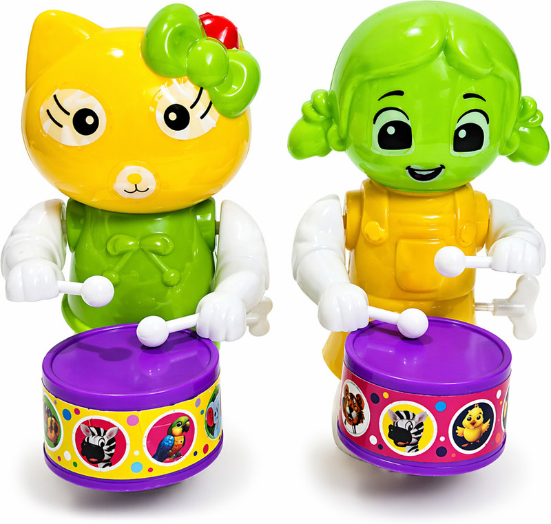 Printon Kitty & Cute Girl Drummer Toy with Dancing Action | Multicolor Kids Toy(Multicolor)