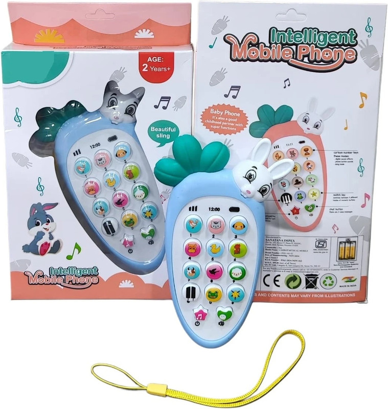 Kidzfun Rabbit Phone Intelligent Phone Rabbit Baby Cell Phone Carrot phone Toy(Multicolor)