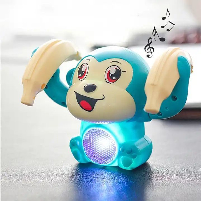 Galactic Dancing and Spinning Rolling Toy Voice Control Banana Monkey (Pack of 4 Monkey )(Multicolor)