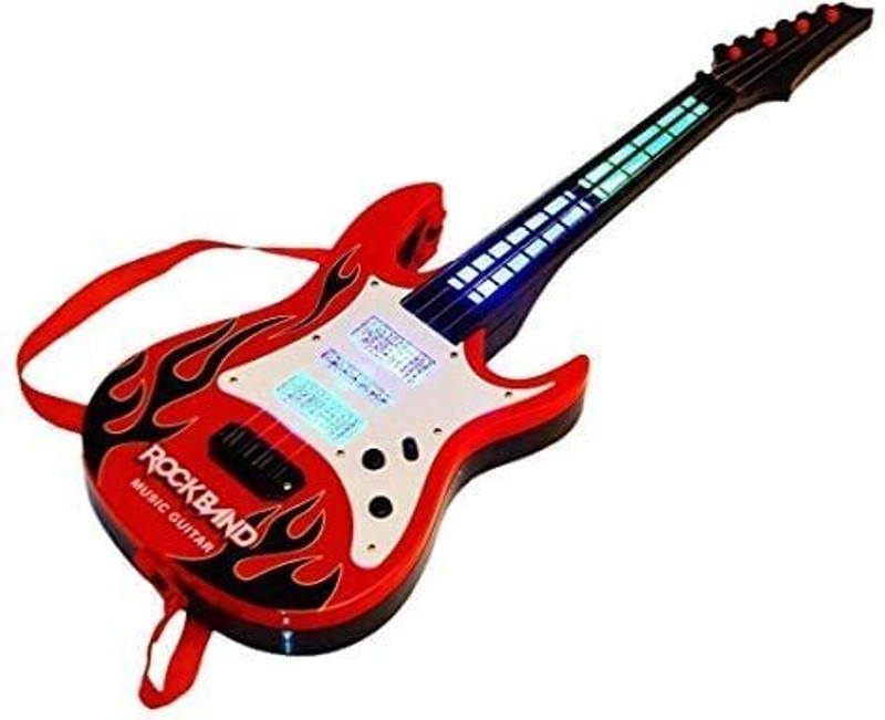 Anushka Toys Rockband Music and Lights Guitar Toy, Big Red for Girls Kids(Multicolor)