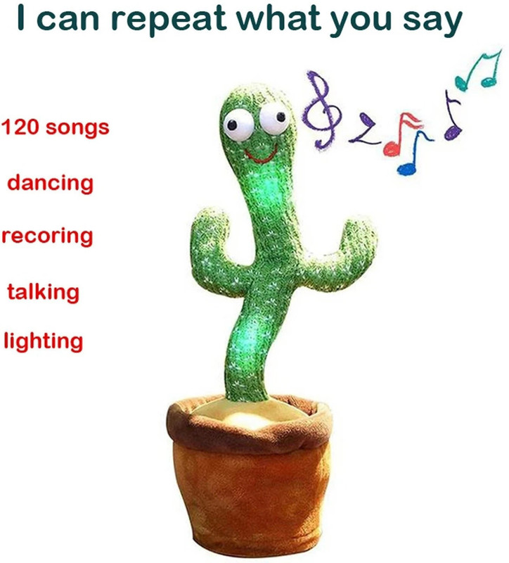 JR CLUB ™Cute and Funny Dancing Cactus Soft Creative Kids Educational Musical Kids Toy(Green)