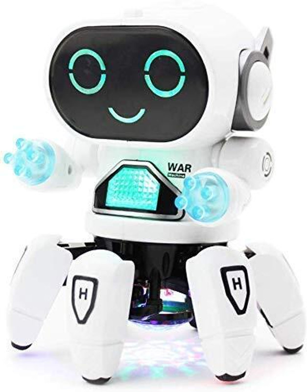 hda group Pioneer Robot Colorful Lights and Music, All Direction Movement, Dancing Robot(White)