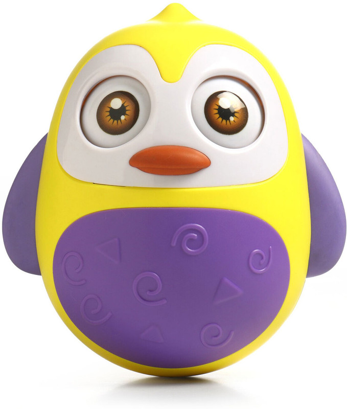 Play Nation Eye Blinking Roly Poly Toy for Babies, Push & Shake Wobbling Penguin With Sound(Yellow)