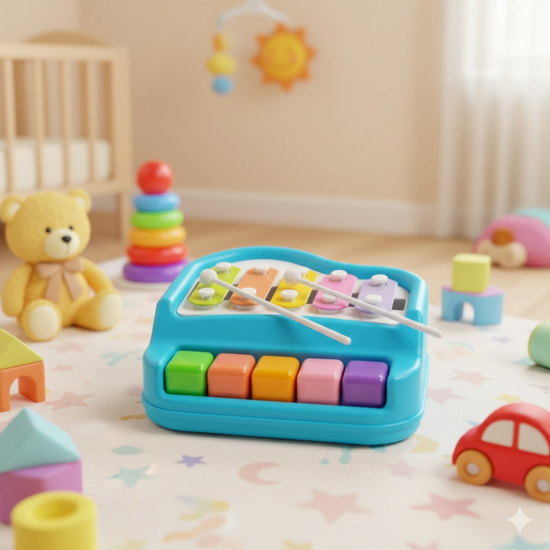 LASTICTOY 5 Keys Xylophone Piano Musical Toy for Preschool Kids(Multicolor)