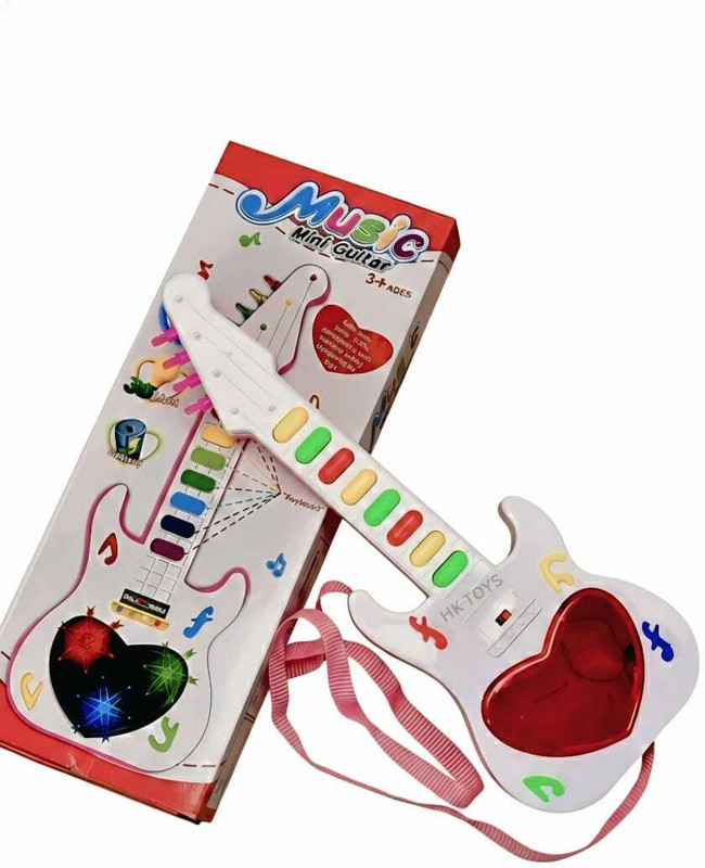 HK Toys Multi-Color LED Light Up Musical Guitar - Visual and Audio Sensory Toy for Kids(Multicolor)