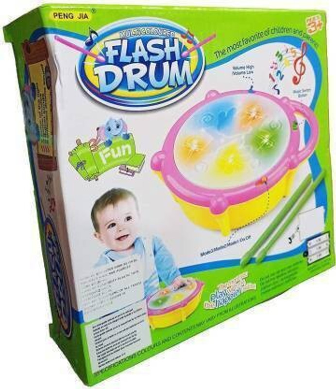 Skyler Collection Musical Flash Drum (Pink, White)(Pink)
