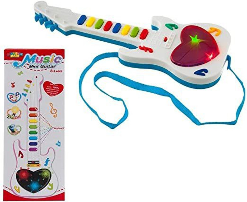 Anushka Toys Music mini guitar sound 3D light battery operator.(Multicolor)