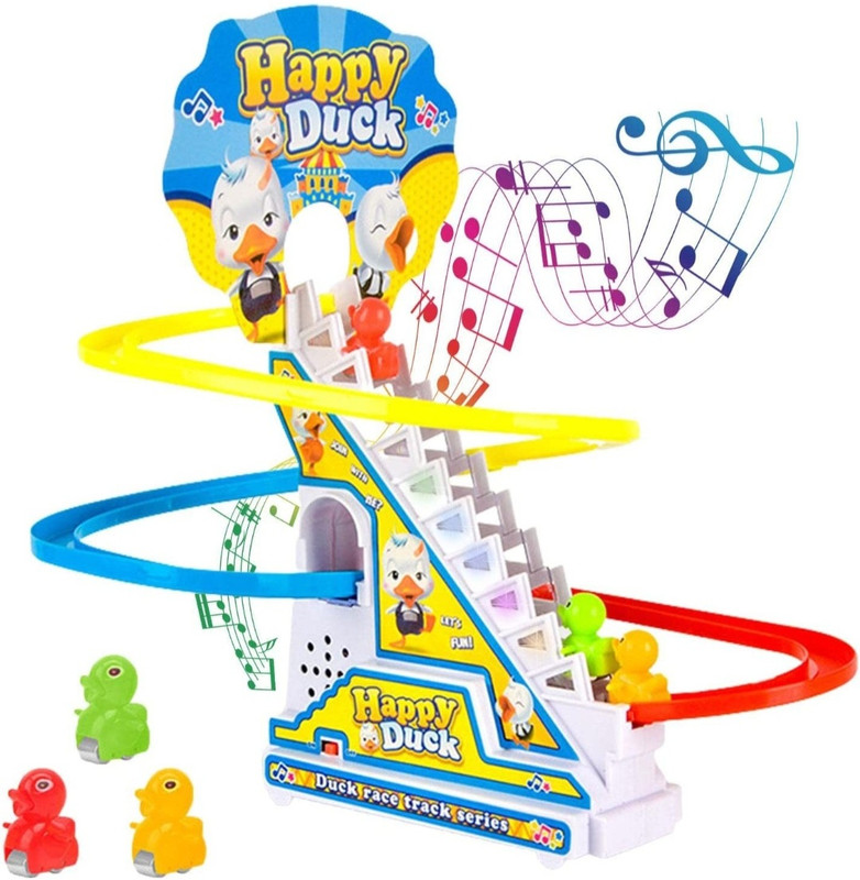 Mira Farmcraft Duck Slide Stair-Climbing Ducklings Race Track Set Escalator Toy Music and Light(Multicolor)