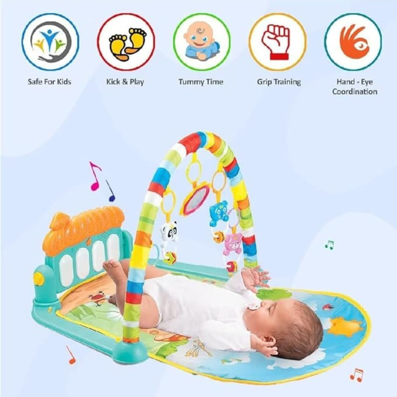kettoby Baby Kids 3 in 1 Play Piano Gym Mat Rack Music Fitness Rack Toy Play for kids(Multicolor)