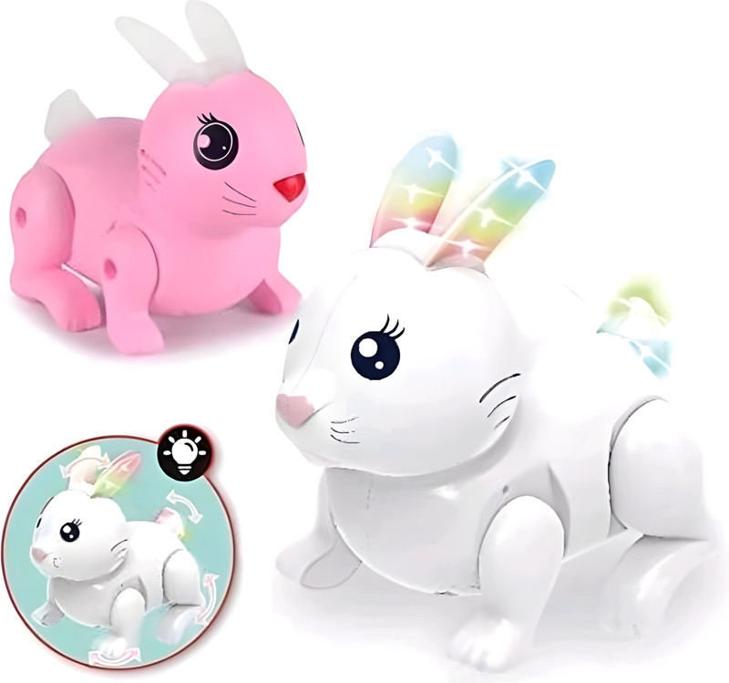 Zenex store Walking Rabbit Toy with Light and Sound, Walking Moving Rabbit Toys for Kids(Multicolor)