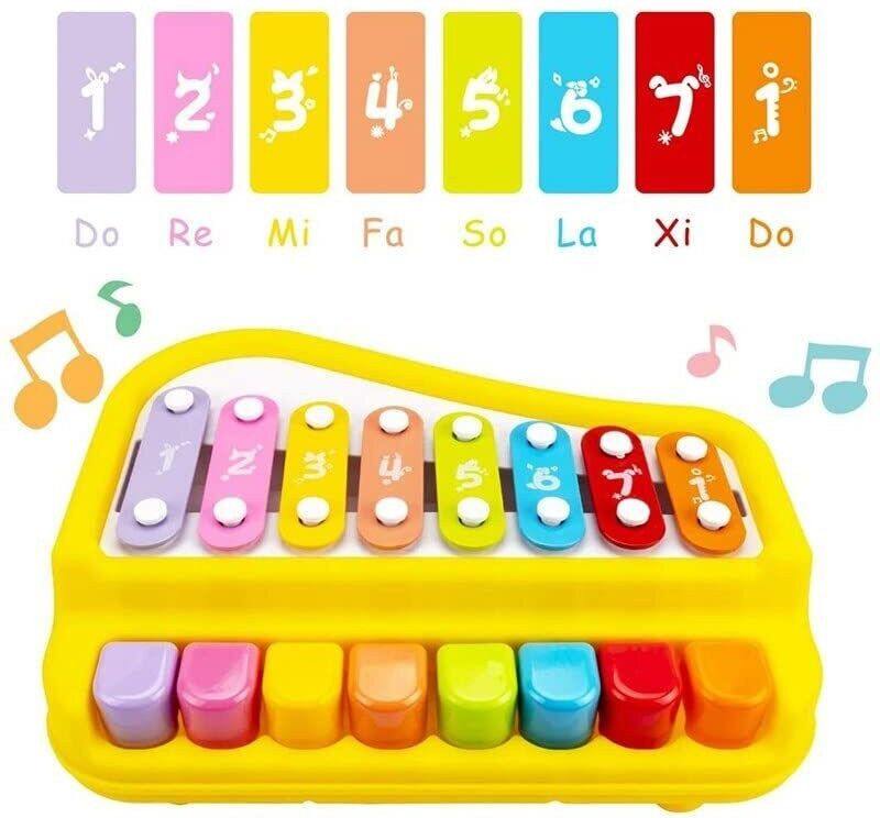 xelix 2 in 1 Baby Piano Xylophone Toy 8 Multicolored Key Keyboard Baby Kids Girls Boy(Multicolor)