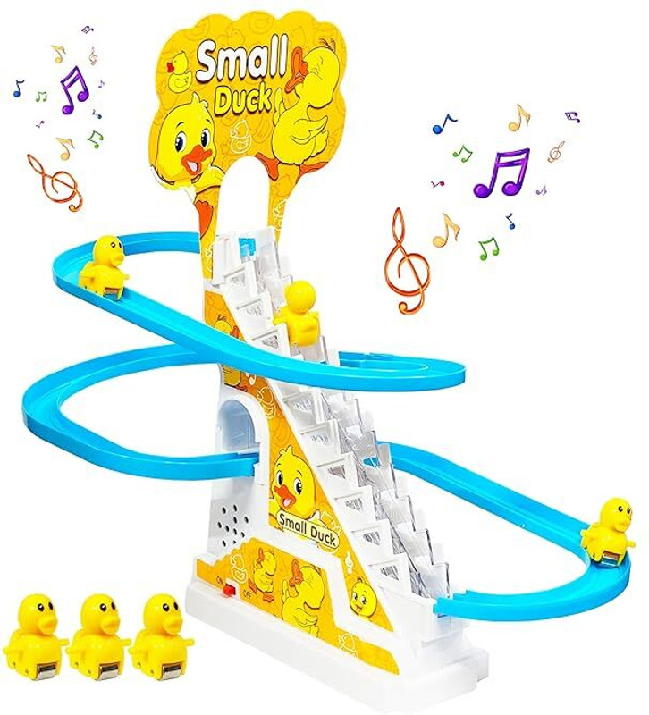 TuTu Cuttack Duck Slide Toy Set, Funny Automatic Duck Chasing Race Track Game Set