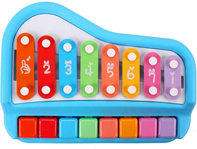 AIROMOON Kids 2 in 1 Xylophone and Big Piano for Kids Educational Musical Instruments Toy(Blue)