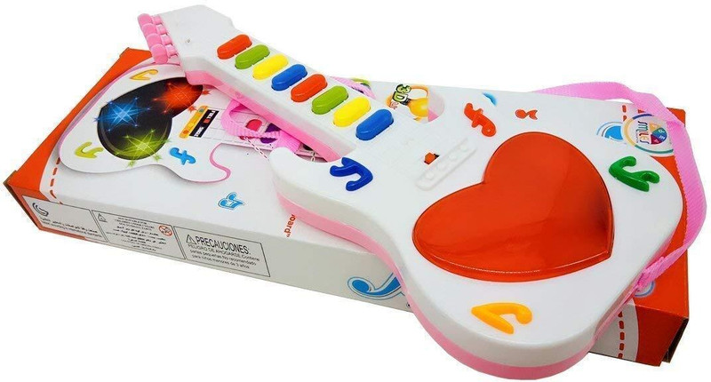 KidsCorner Mini Guitar Music Toy with 3D Lights and Battery Operation - Ideal Gift(Multicolor)