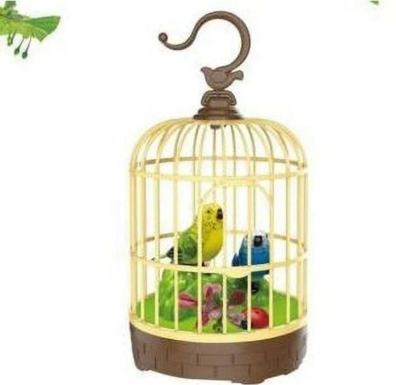 oromo Singing Moving Chirping Beautiful Electronic Bird Pet Toy in Cage(Multicolor)