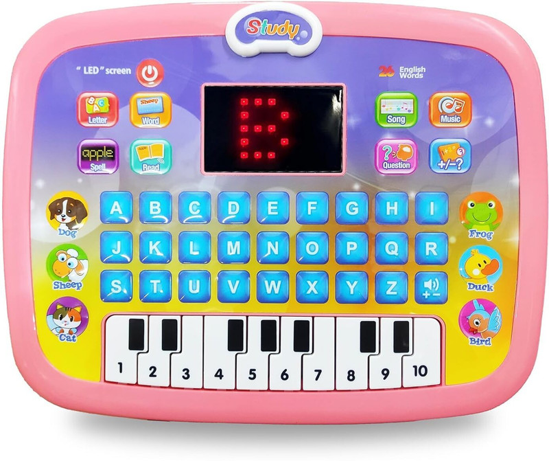 Adhira Toys Alphabetical and Numerical Learning 2 in 1 Tablet Musical Piano Toy for Kids(Multicolor)