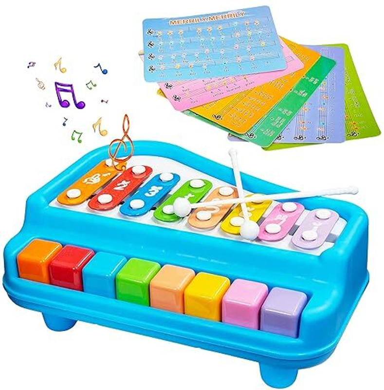 VikriDa 8 Key 2 in 1 Piano Xylophone for Kids, Educational Musical Instruments(Multicolor)