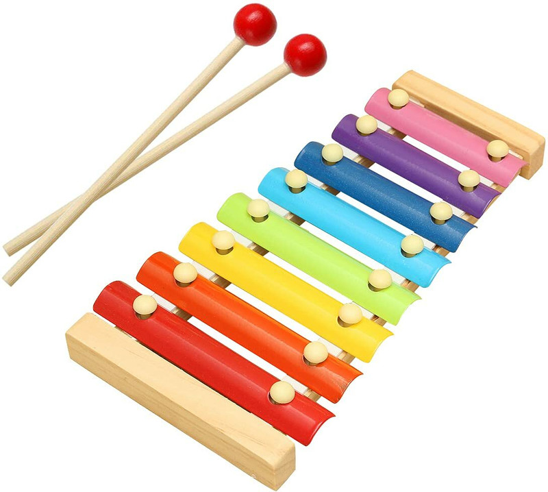 MODERNCOLLECTION Wooden Xylophone Kids First Musical Sound Instrument Toys 8 Note (Pack of 1) Rattle(Multicolor)