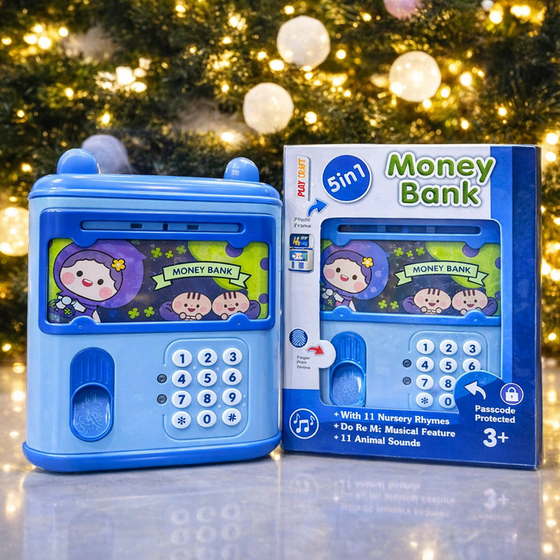 YUIOP - 5-in-1 Kids Money Bank - With Passcode, Fingerprint Sensor & Musical Functions(Blue)