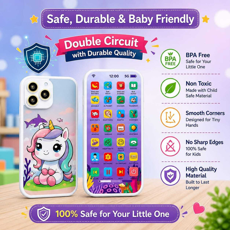 The Horizon Impex Kids Educational Smartphone Toy Unicorn Theme Learning Phone For Toddlers(Multicolor)