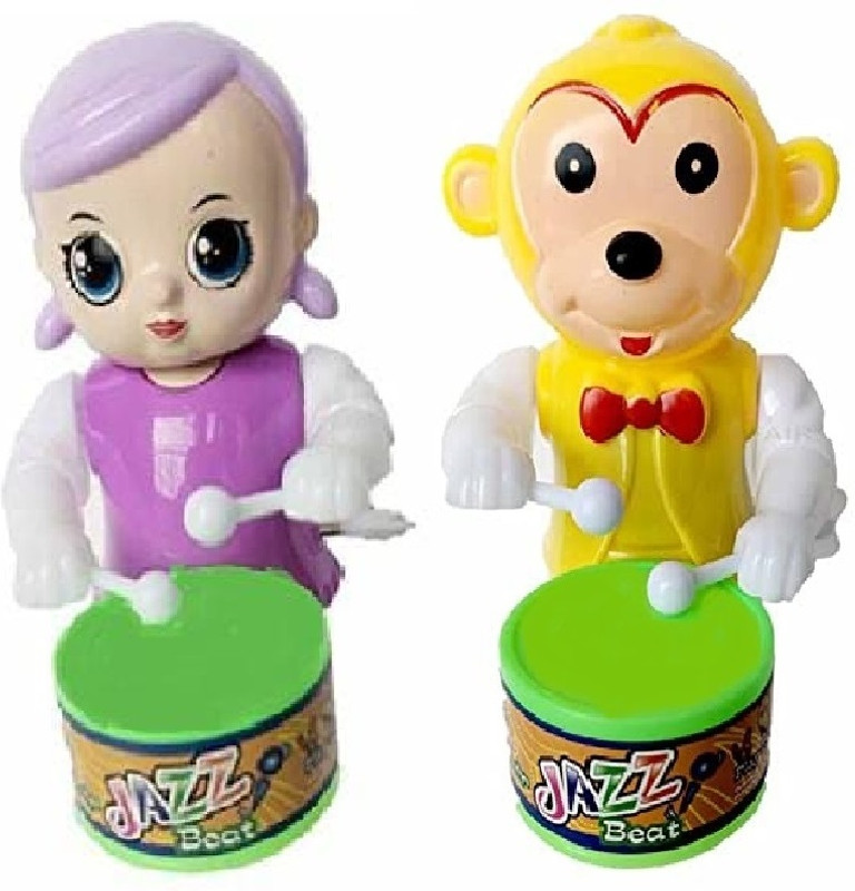 M S.Toys Drummer Toy with Cat Happy Drummer Dancing Action Funny Key-Operated Multicolor Rattle(Multicolor)