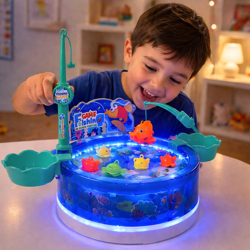 Buddynjoy Magnetic Fishing Game Toy with Music & Lights for Kids and Children(Multicolor)