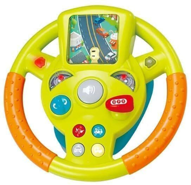 FLYSKY Steering Wheel Pretend Play Driving Toy, Portable Car Toy-Kidss Games and Songs(Multicolor)